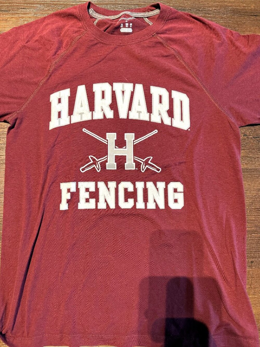 Harvard Fencing Champion Adult S Maroon Raglan Tee